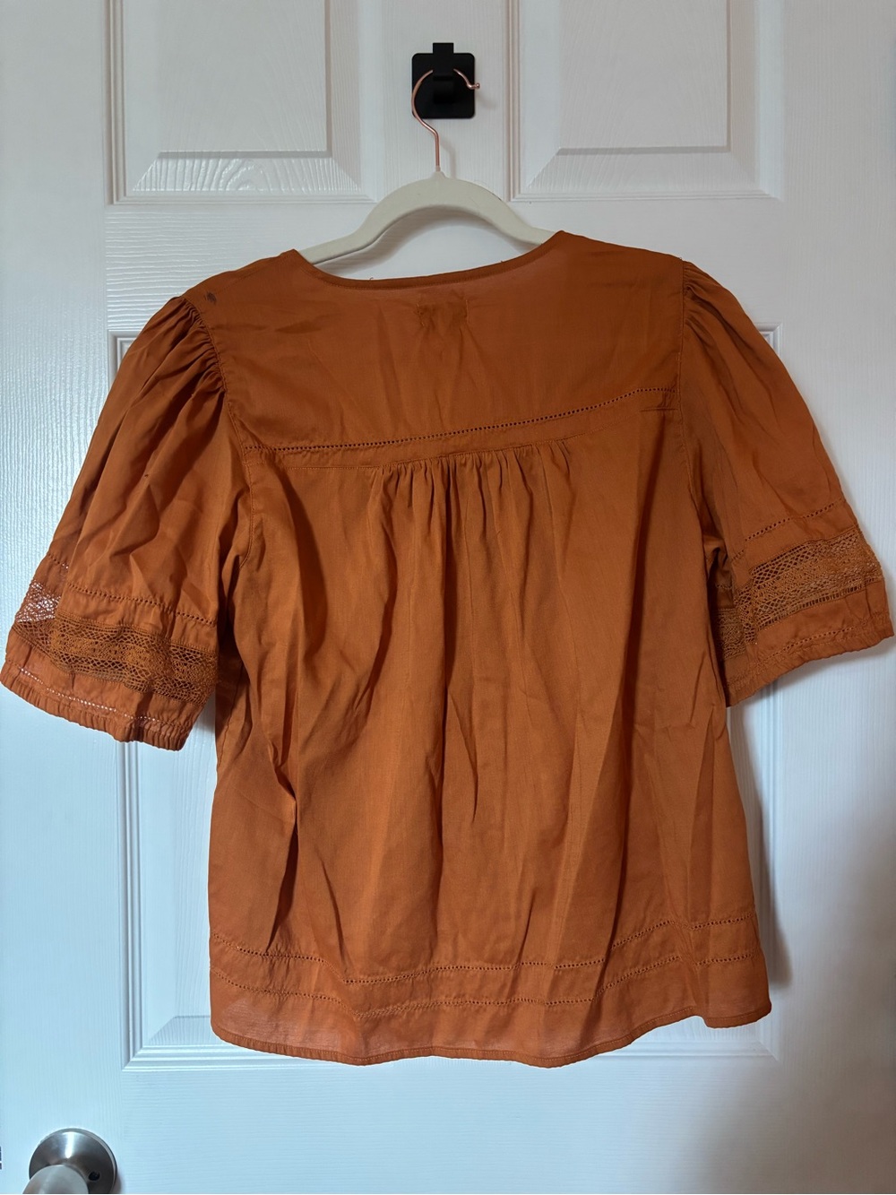 Wonderly Rust Button-Front Peasant Blouse - Picture 2 of 4